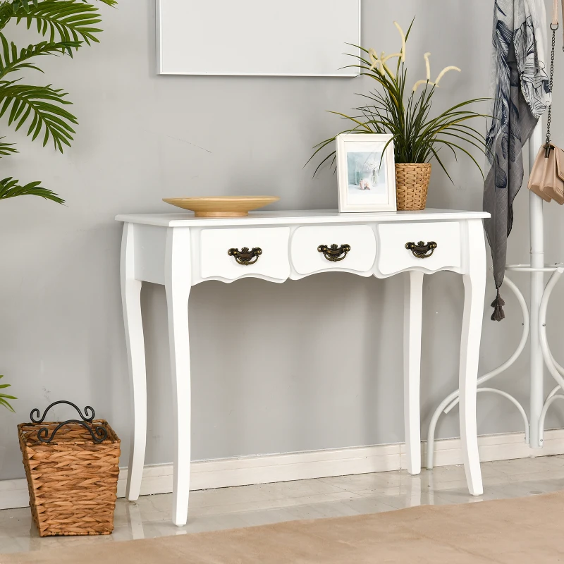 Homcom® Vintage Stolik Konsola Kredens 3 Szuflady Lite Drewno