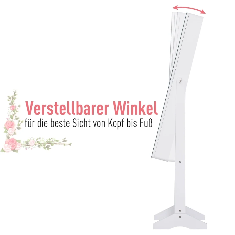 HOMCOM® SZAFKA NA BIŻUTERIĘ Z LUSTREM WEWNĘTRZNYM LED