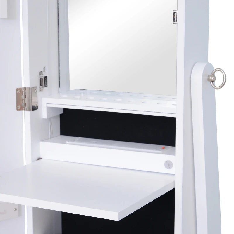 HOMCOM® SZAFKA NA BIŻUTERIĘ Z LUSTREM WEWNĘTRZNYM LED