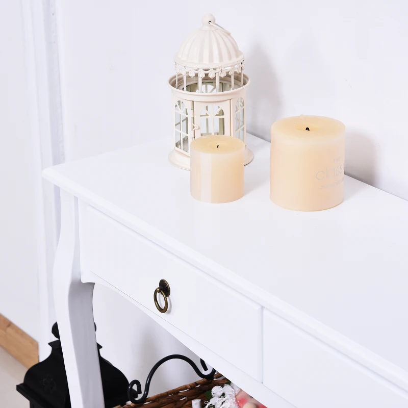 HOMCOM® STOLIK KONSOLA SIDEBOARD Z 2 SZUFLADAMI biały