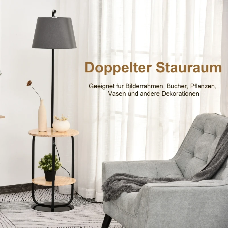 Lampa podłogowa lampa stojąca z półką drewno sosnowe + PVC 40x40x163cm