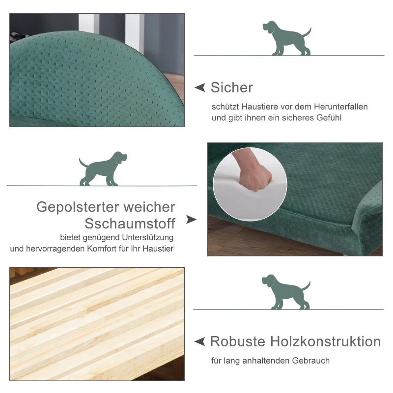 Sofa dla zwierząt domowych Sofa dla psa Sofa dla kota holenderski aksamit nowoczesna jasnozielona