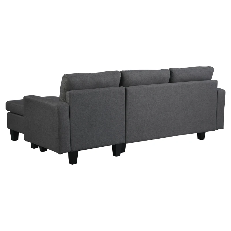 Narożnik sofa z tkaniny kanapa narożna z szezlongiem w kształcie litery L tkanina szara