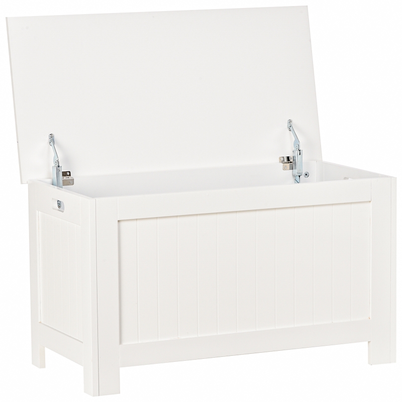 Ławka z dużym schowkiem ławka na buty skrzynia do postawienia przy łóżku MDF kolor biały 81x40x46cm
