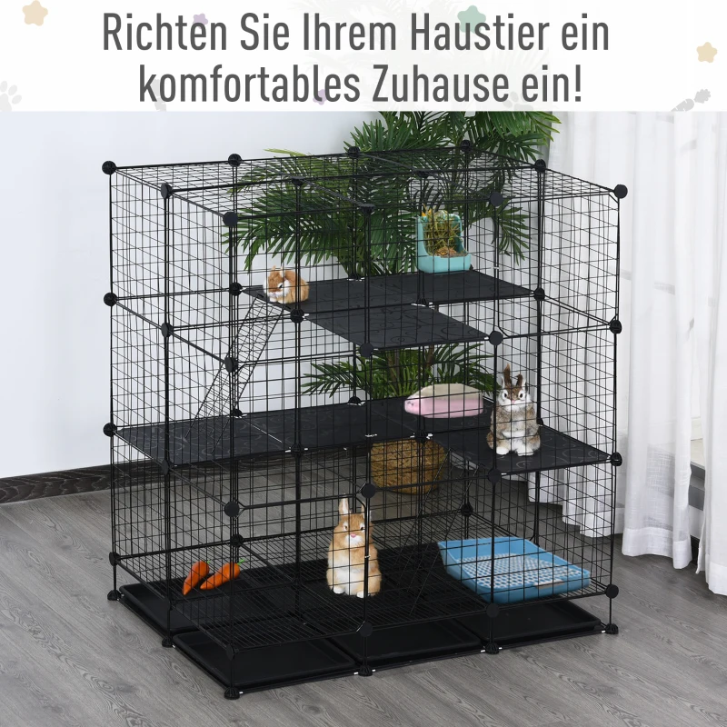 Klatka dla małych zwierząt DIY Klatka dla królików z rampą wyjmowana taca ze stali żywica PP