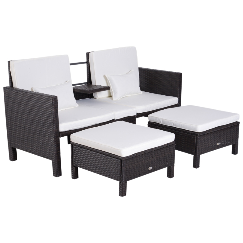 Outsunny® ZESTAW MEBLI RATTANOWYCH TYPU LOUNGE SOFA brązowy