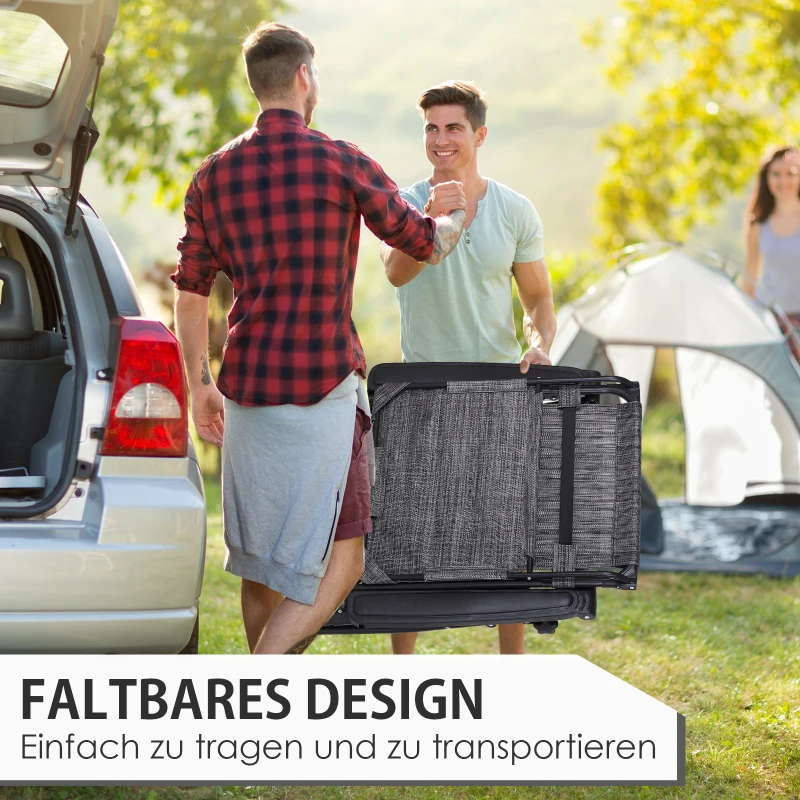 Składany leżak ogrodowy Zero Gravity z daszkiem szary Outsunny