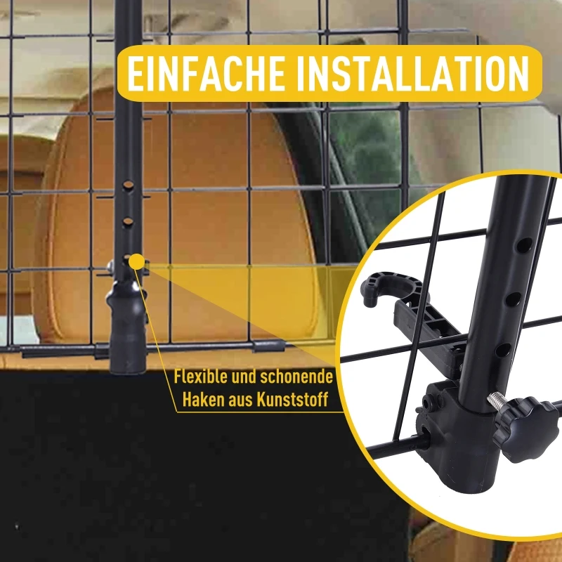 PawHut® KRATKA OCHRONNA PRZEGRODA DO SAMOCHODU DLA PSA UNIWERSALNA REGULOWANA METAL czarna (91-145) x 30 cm