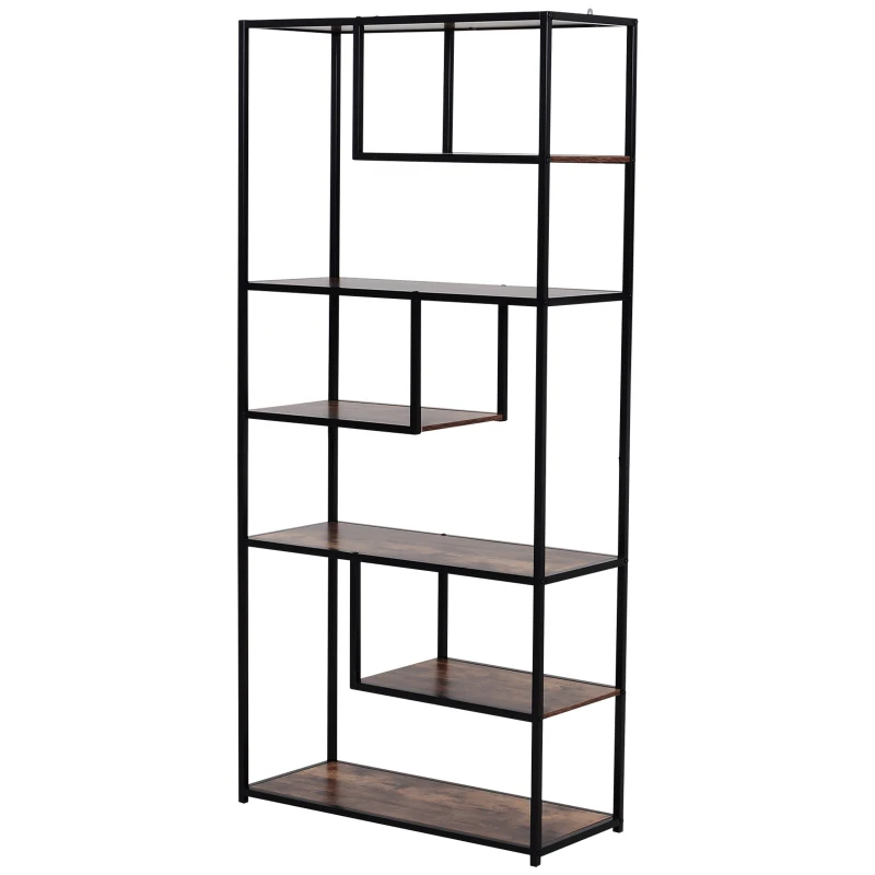 Homcom® Regał na Książki Akta Stabilny Płyta Wiórowa Brązowy 82 X 33,5 X 175 cm