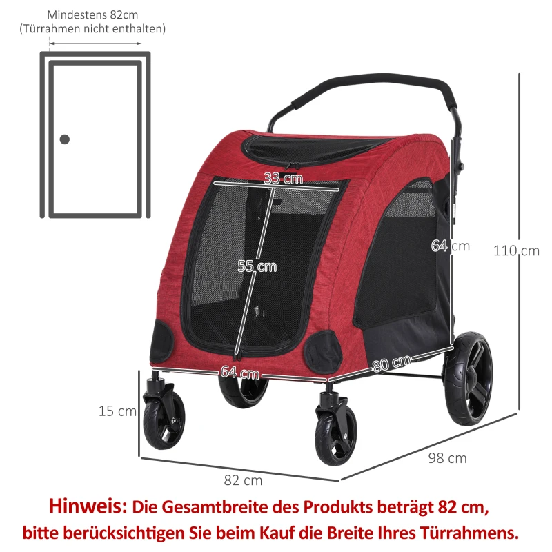 Wózek dla psa wózek dla psów przyczepka dla psa torba dla psa składany czerwony+czarny