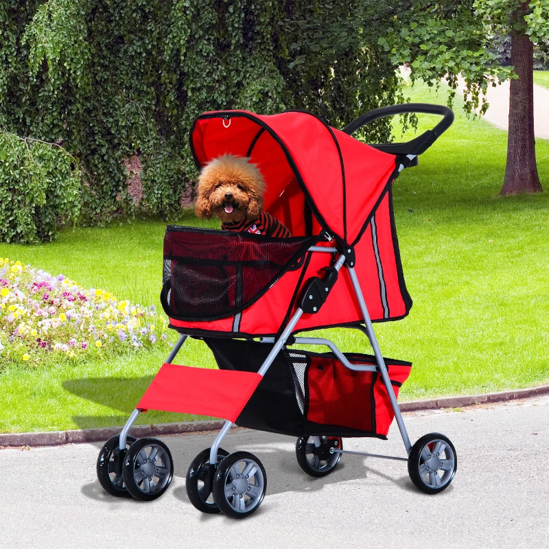 PawHut WÓZEK SPACEROWY DLA PSA KOTA TRANSPORTER czerwony