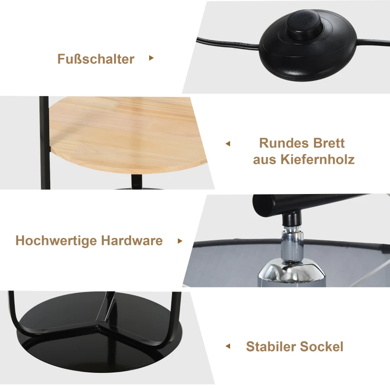 Lampa podłogowa lampa stojąca z półką drewno sosnowe + PVC 40x40x163cm