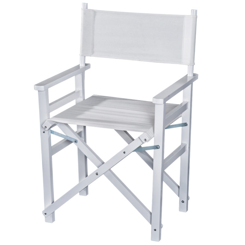 HOMCOM® KRZESŁO OGRODOWE SKŁADANE REŻYSERSKIE WYS. 88 CM Buk Białe