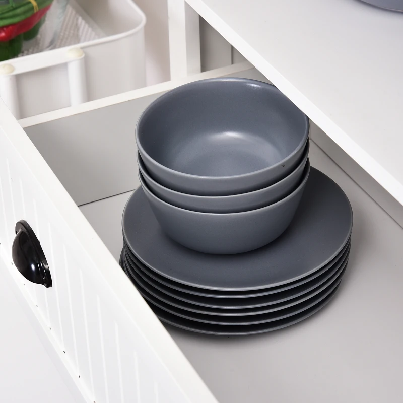 Szafka kuchenna Szafka na naczynia z szufladą Szafka do jadalni 6 poziomów MDF biały