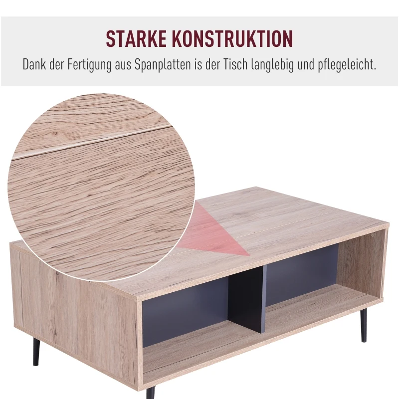 HOMCOM® ŁAWA STOLIK REGULACJA WYSOKOŚCI BLATU ROZKŁADANA PÓŁKI drewno 100 x 58 x (39,3–52,7) cm