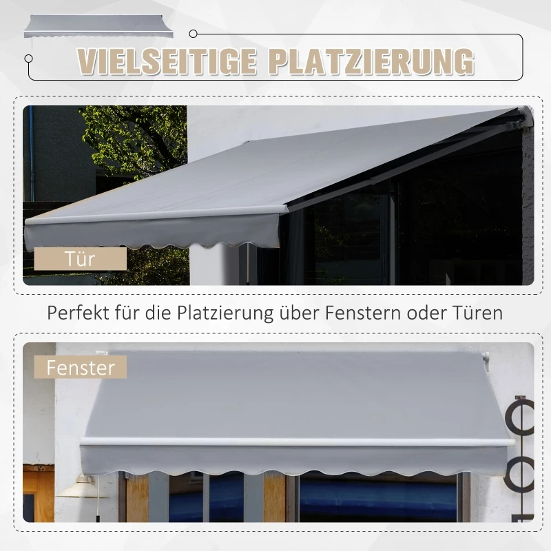 Outsunny Markiza Markiza aluminiowa Markiza z aluminiowym ramieniem przegubowym 4,5 x 3 m Ochrona przed słońcem balkon szary