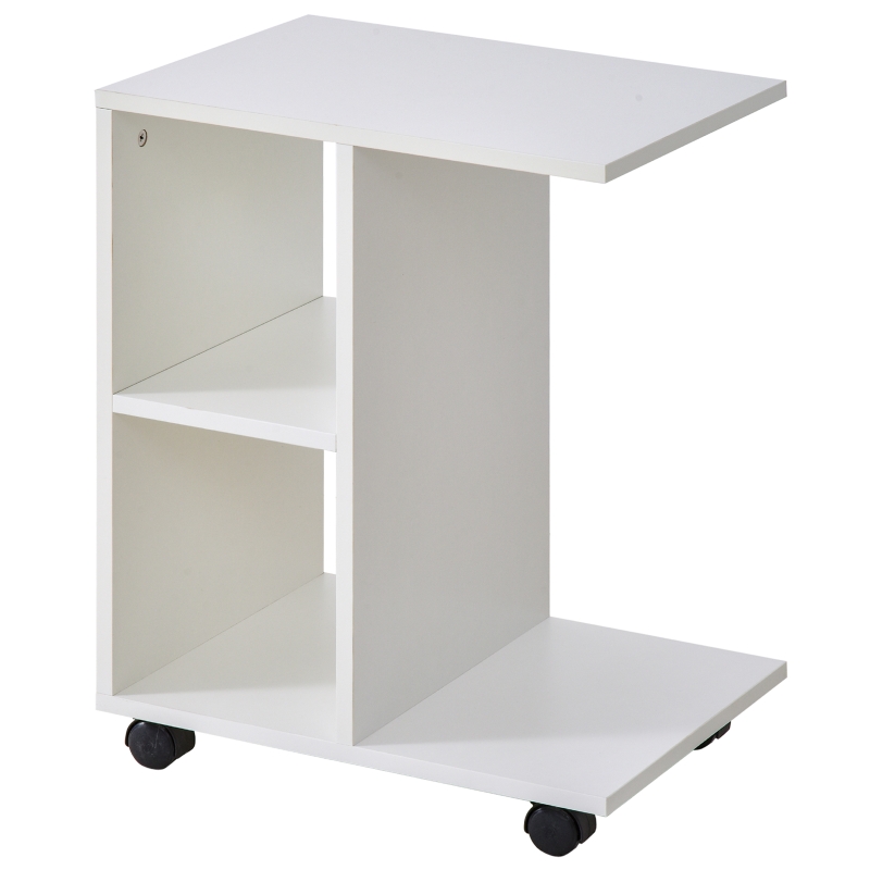 Stolik w kształcie litery C Stolik kawowy Stolik do kanapy Stolik z podstawą biały 45x35x58 cm