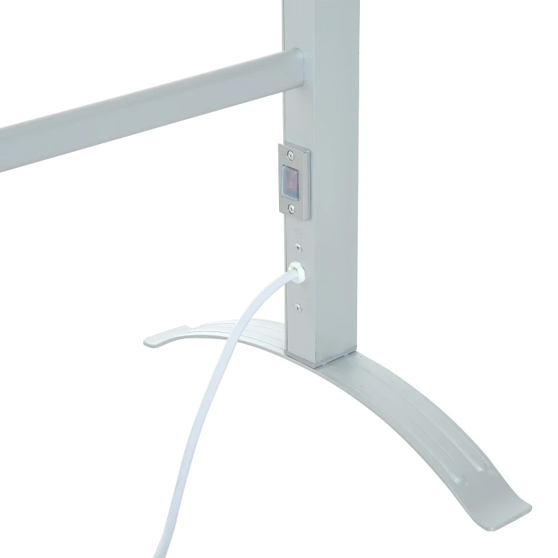 HOMCOM® WIESZAK NA RĘCZNIKI GRZEJNIK ELEKTRYCZNY 6 RAMION srebrny