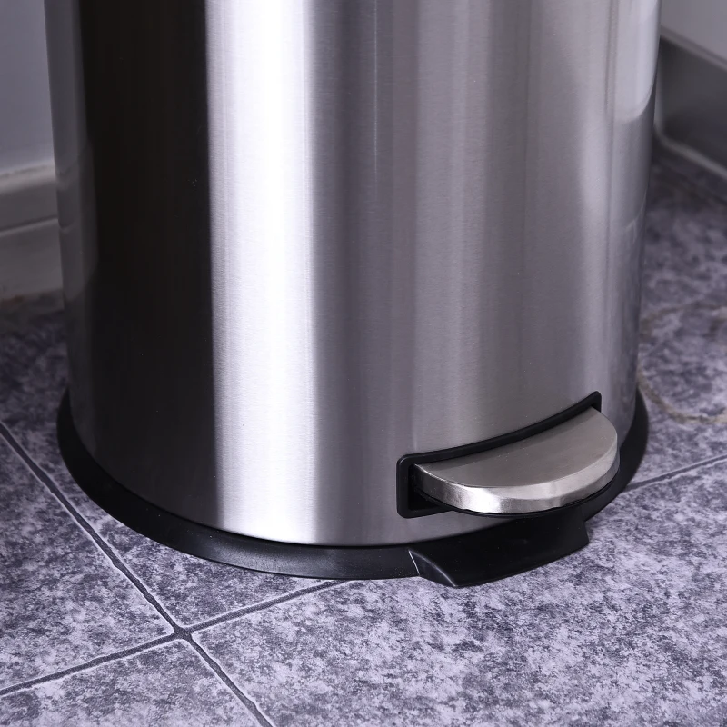 HOMCOM® Kosz na śmieci z pedałem 20 L z wiaderkiem wewnętrznym soft close stal nierdzewna PP Ø29,2 x H44 cm