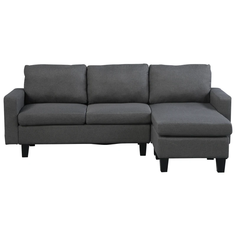 Narożnik sofa z tkaniny kanapa narożna z szezlongiem w kształcie litery L tkanina szara