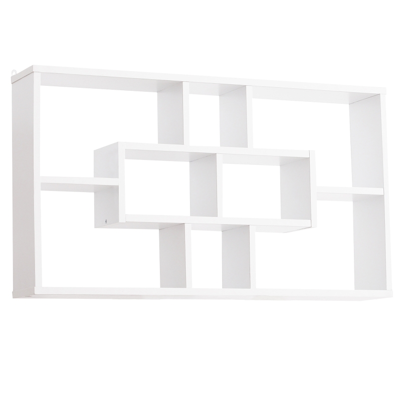 HOMCOM® REGAŁ ŚCIENNY WISZĄCY WIELOPOZIOMOWY NA KSIĄŻKI PÓŁKA ORGANIZER drewno biały 85 x 14,5 x 47,5 cm