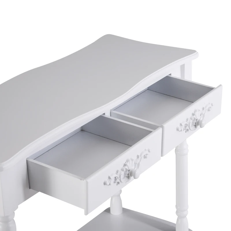 Konsola do przedpokoju konsola z szufladamia drewniana biala Homcom