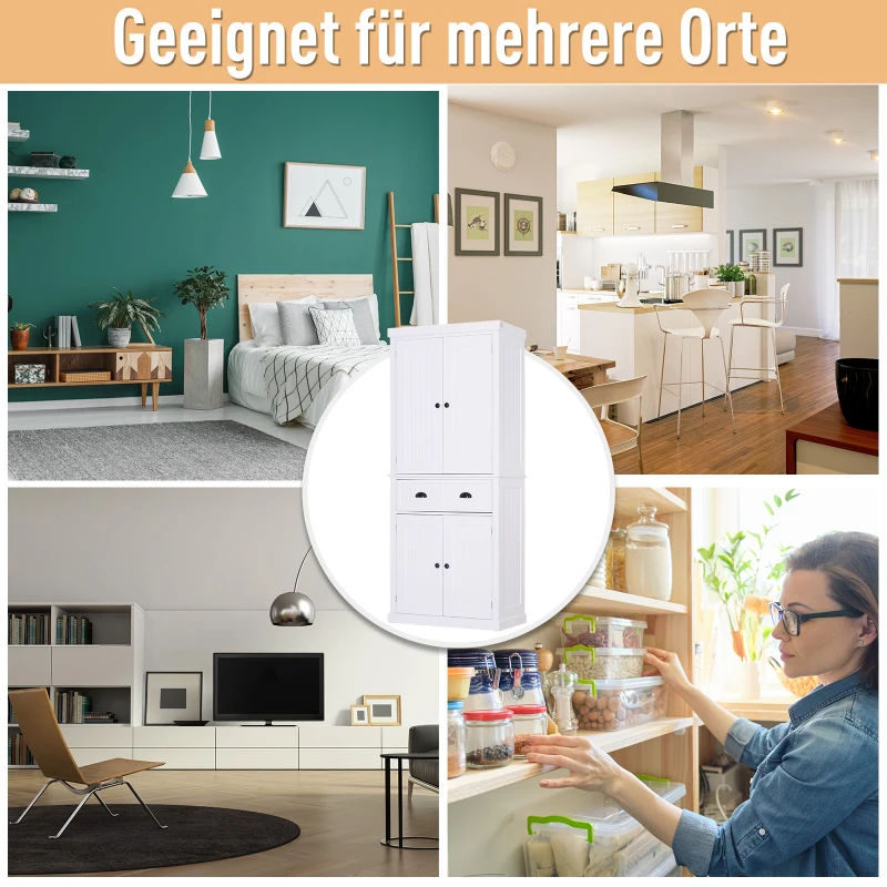 Szafka kuchenna Szafka na naczynia z szufladą Szafka do jadalni 6 poziomów MDF biały