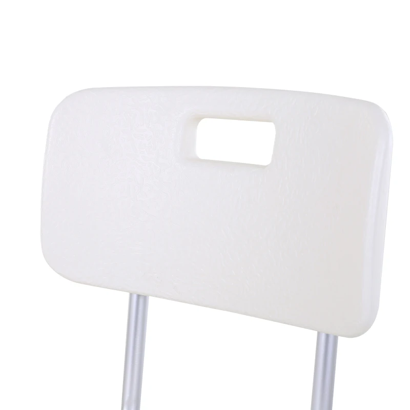 HOMCOM Krzesło prysznicowe z oparciem, Antypoślizgowe, 8-stopniowa regulacja wysokości, stop aluminium, biały, 39,5 x 36,5 x 71-83,5 cm