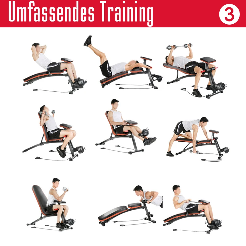 HOMCOM ławka treningowa wielofunkcyjna ławka do ćwiczeń z hantlami ze sprężyną obciążenie do 120 kg