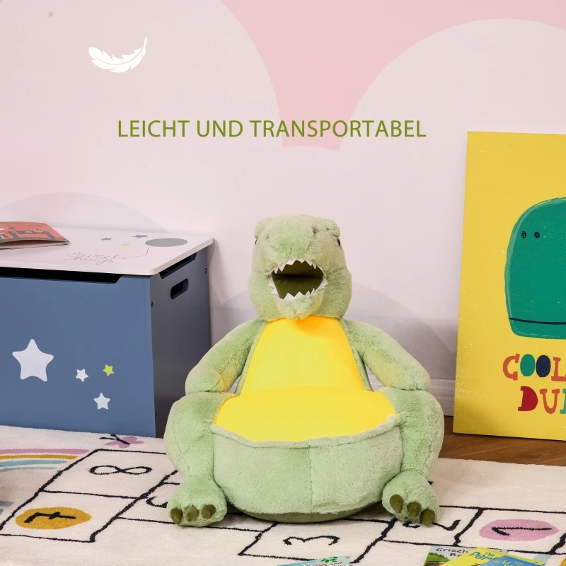 Pluszowy fotel dziecięcy pluszowy zwierzak krzesło dziecięce dinozaur do pokoju dziecięcego zielony