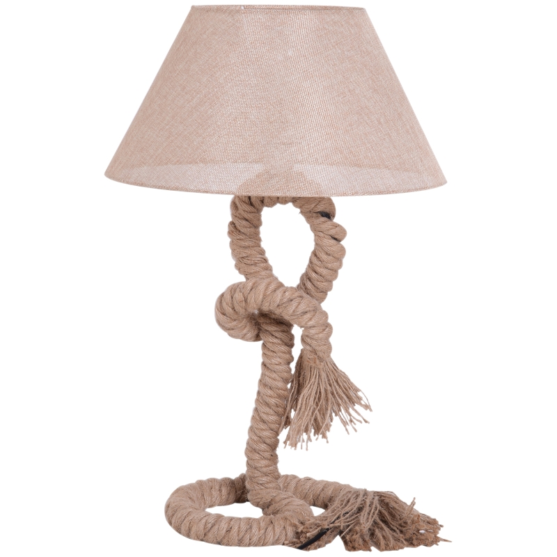 HOMCOM® LAMPKA STOŁOWA LAMPA Z LINY KONOPNEJ KLOSZ E27 40W beżowa