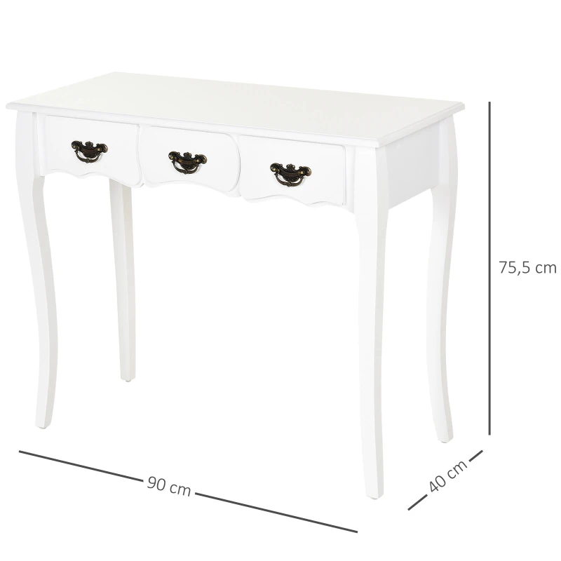 Homcom® Vintage Stolik Konsola Kredens 3 Szuflady Lite Drewno