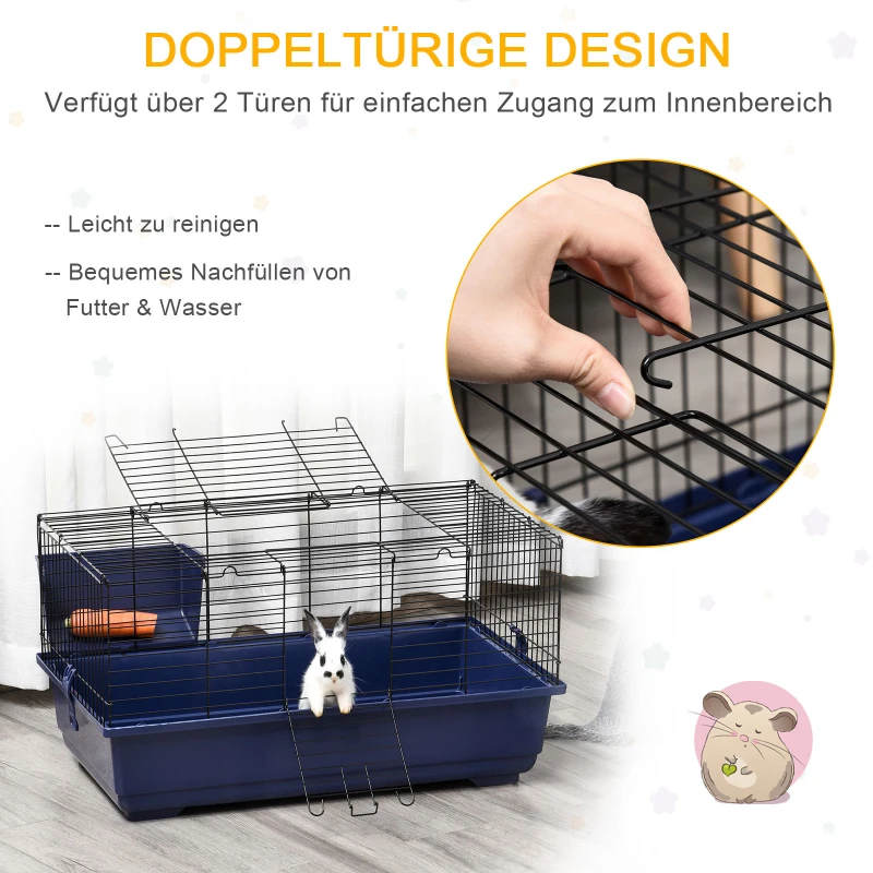 Klatka dla małych zwierząt klatka dla zwierząt klatka dla gryzoni ze wszystkimi akcesoriami stal+tworzywo sztuczne kolor niebieski