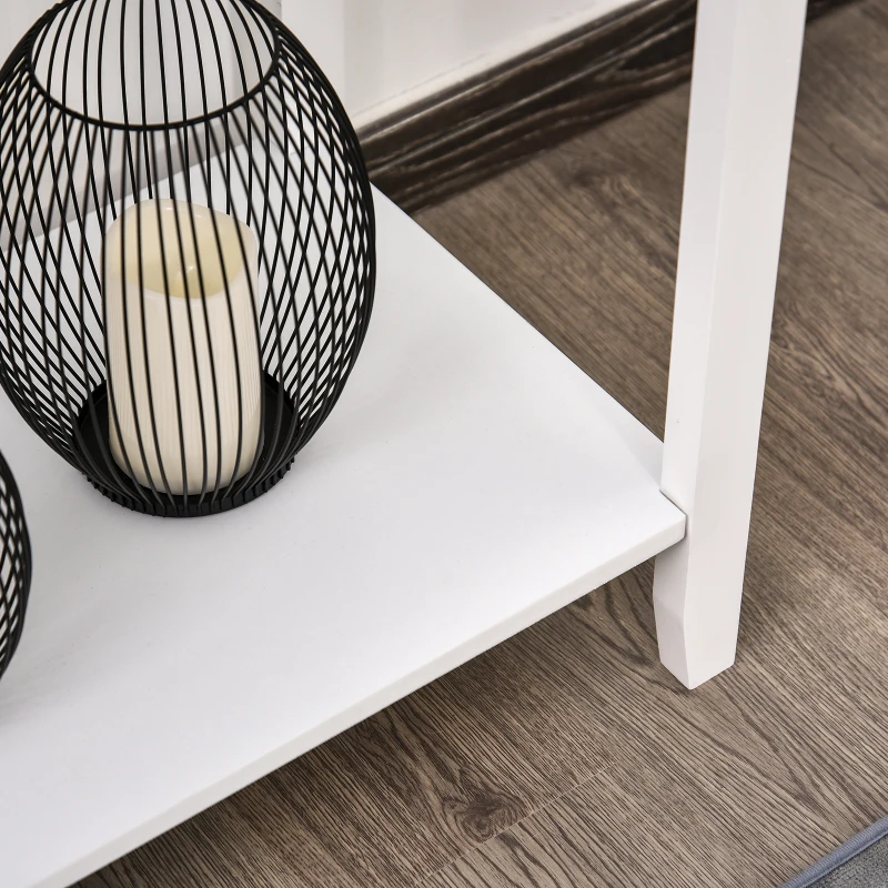 Homcom® Stolik Konsola z 2 Szufladami Kredens Przedpokój Lite Drewno Biały