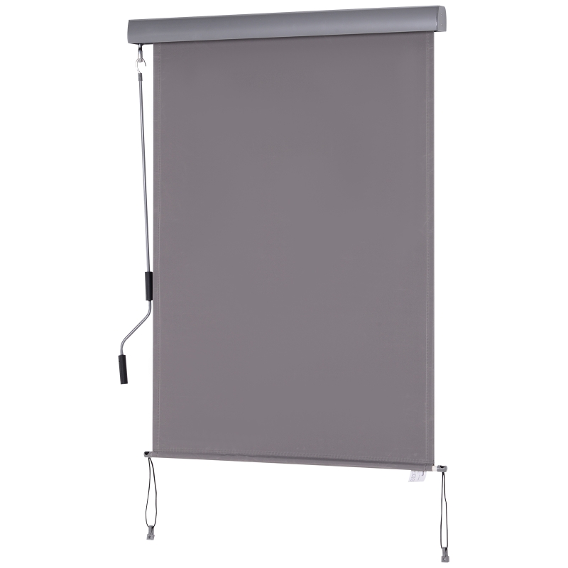 Roleta okienna z korbką ręczną montaż ścienny/dachowy UV50+ aluminium szary 100 x 140 m Outsunny
