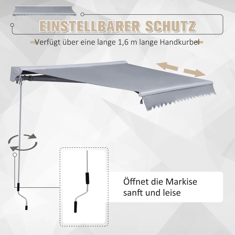 Outsunny Markiza Markiza aluminiowa Markiza z aluminiowym ramieniem przegubowym 4,5 x 3 m Ochrona przed słońcem balkon szary