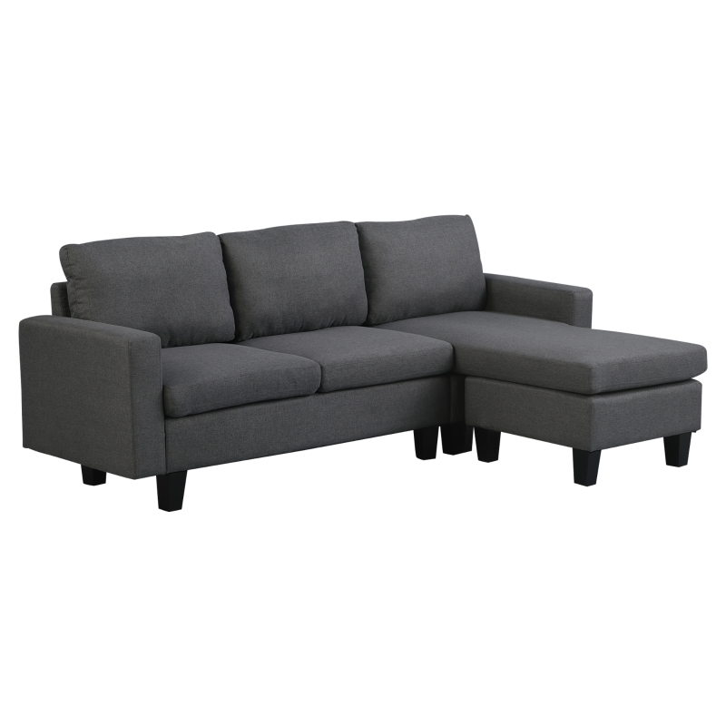 Narożnik sofa z tkaniny kanapa narożna z szezlongiem w kształcie litery L tkanina szara