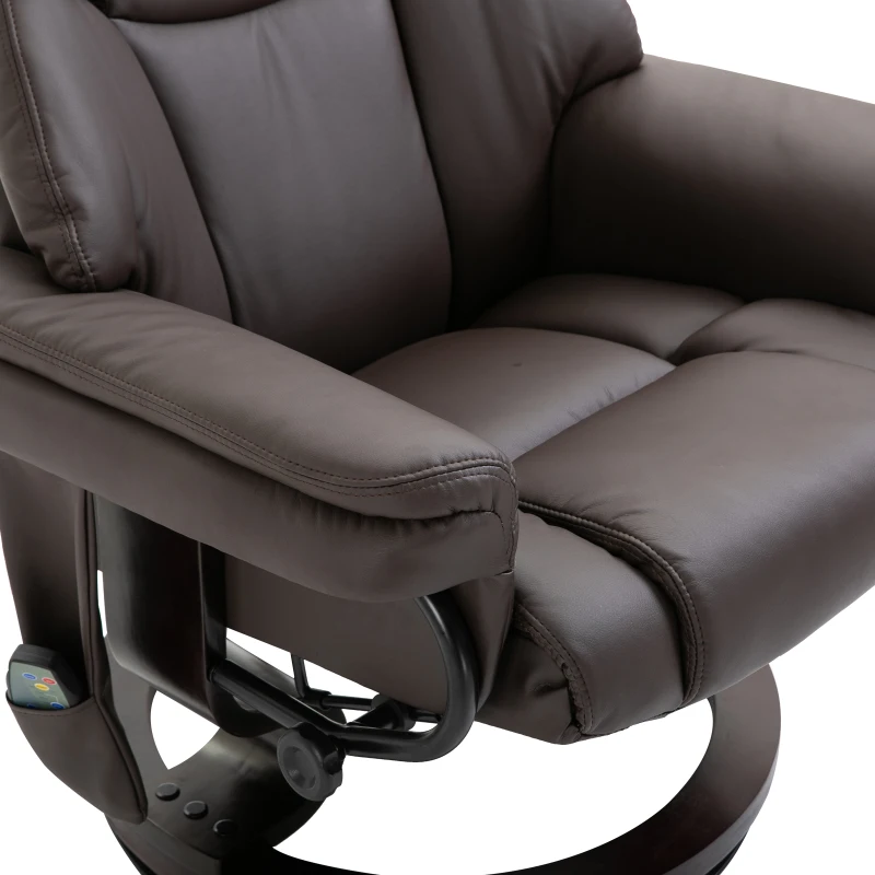 Fotel z masażem z podnóżkiem Fotel relaksacyjny Funkcja ogrzewania 135° nachylenia PU Brązowy 79 x 82 x 101 cm HOMCOM®