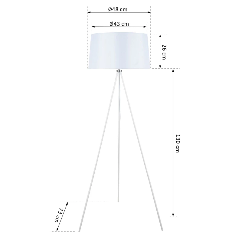 HOMCOM® LAMPA STOJĄCA TRÓJNÓG LAMPA PODŁOGOWA 40 W metal biała ∅ 48 x 156 cm