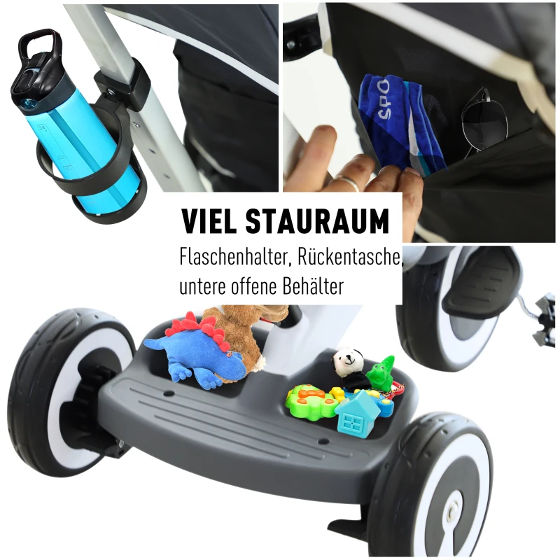 HOMCOM® 4 W 1 ROWER TRÓJKOŁOWY DLA DZIECI SPACERÓWKA szary