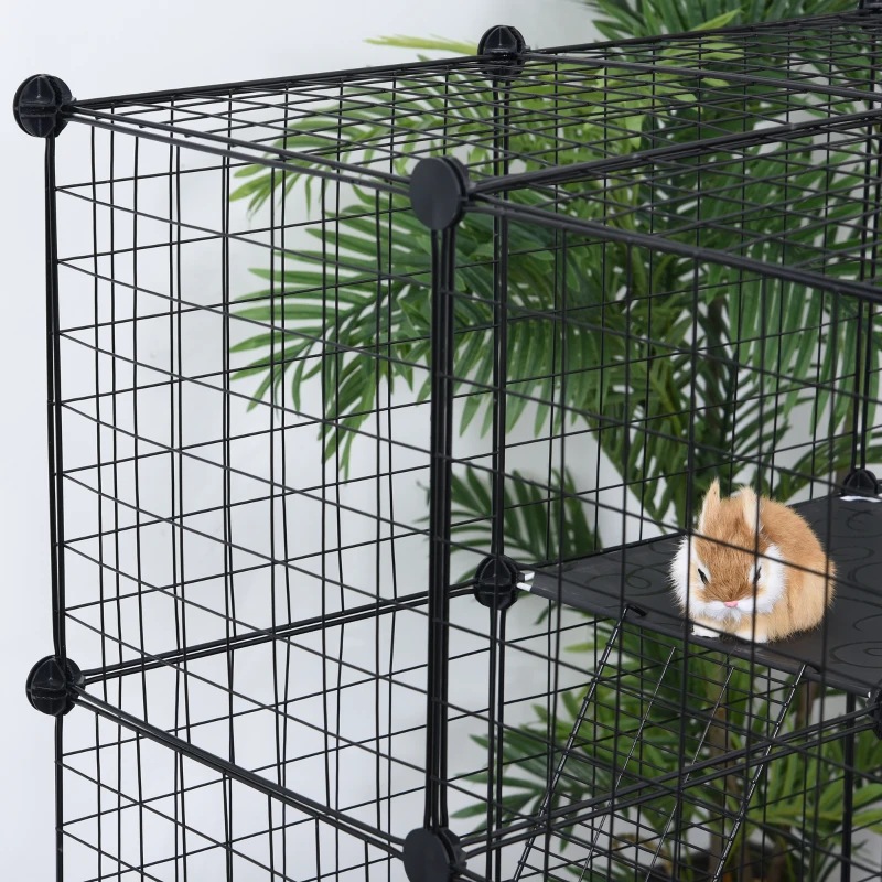 Klatka dla małych zwierząt DIY Klatka dla królików z rampą wyjmowana taca ze stali żywica PP