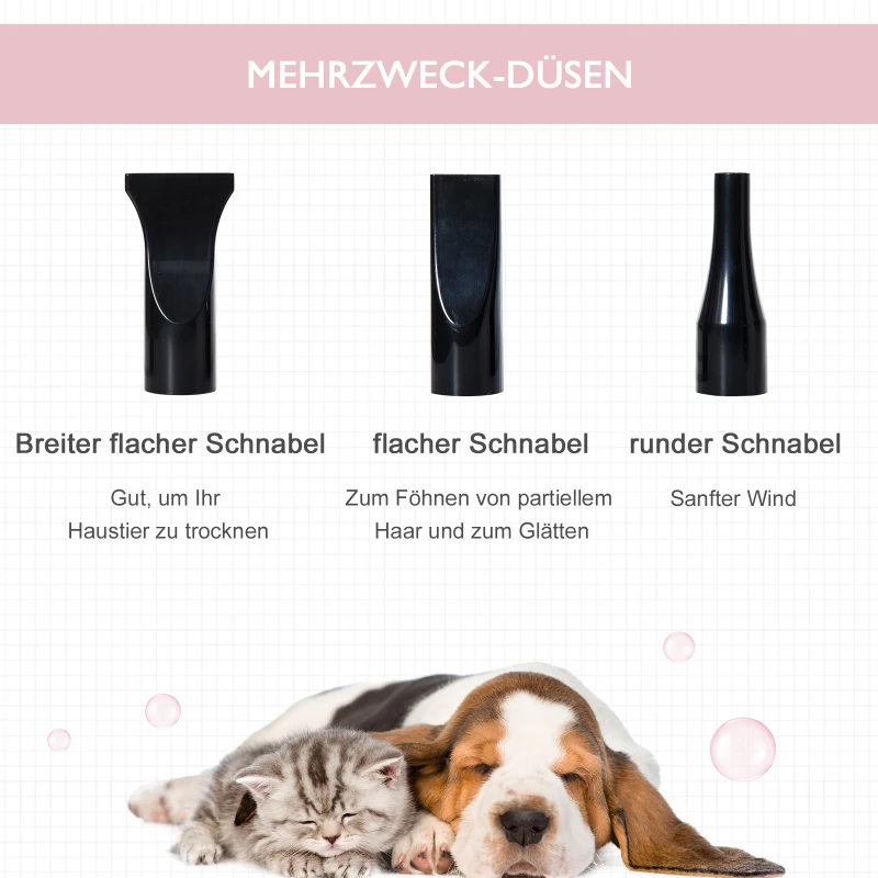 Suszarka dla zwierząt domowych 3 dysze regulowana prędkość temperatura różowy