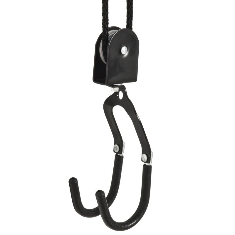 HOMCOM Podnośnik kajakowy, sufitowy, rowerowy System do przechowywania kajaków do 50 kg Uchwyt sufitowy wielofunkcyjny stal PP czarny 12,3 x 16 cm