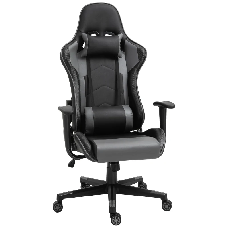 Vinsetto PU Leather Ergonomic Racing Chair w/ Adjustable Pillow Black