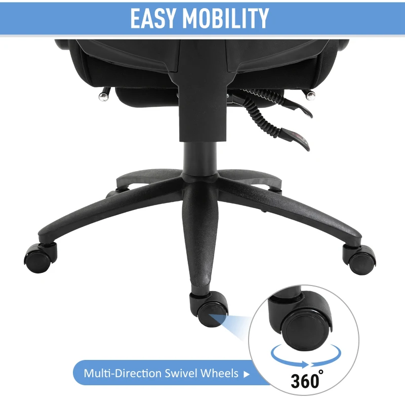 Vinsetto Swivel Mesh Back Office Chair w/ Retractable Footrest High Back Adjustable Height Black