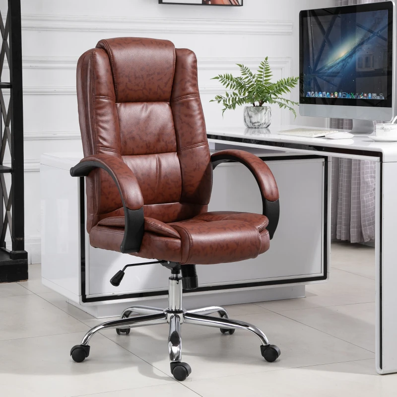 Vinsetto High Back Executive Office Chair, 360° Swivel, PU Leather-Brown