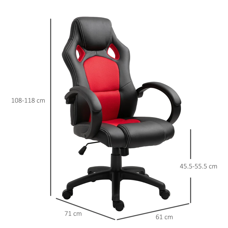 HOMCOM Racing PU Leather Office Chair-Black/Red