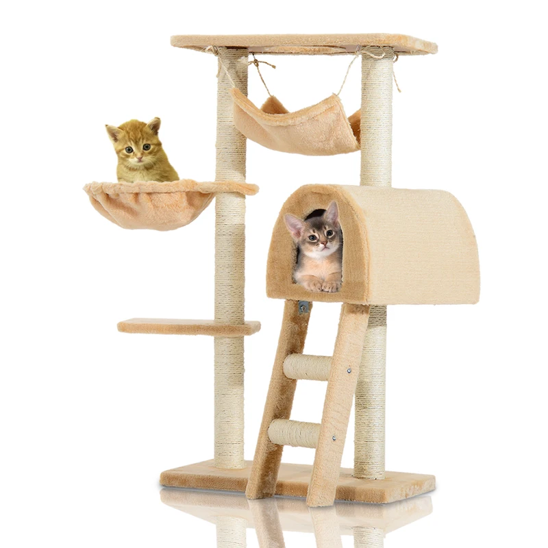 PawHut 100 cm Cat Tree Scratching Activity Center-Deep Cream