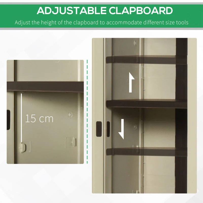 Outsunny Garden Cabinet Shed, Double-Door, 65Lx37Wx172H cm-Beige