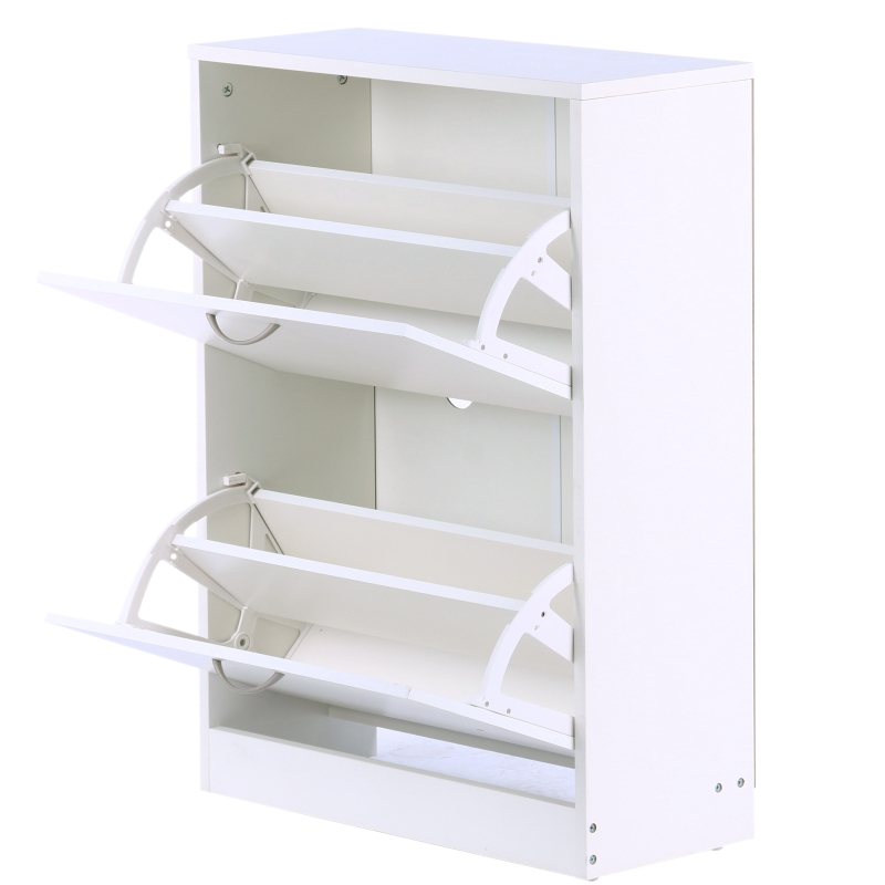 HOMCOM® SZAFKA NA BUTY 2 PÓŁKI 10–12 PAR BUTÓW PŁYTA MDF biała 60 x 24 x 80 cm